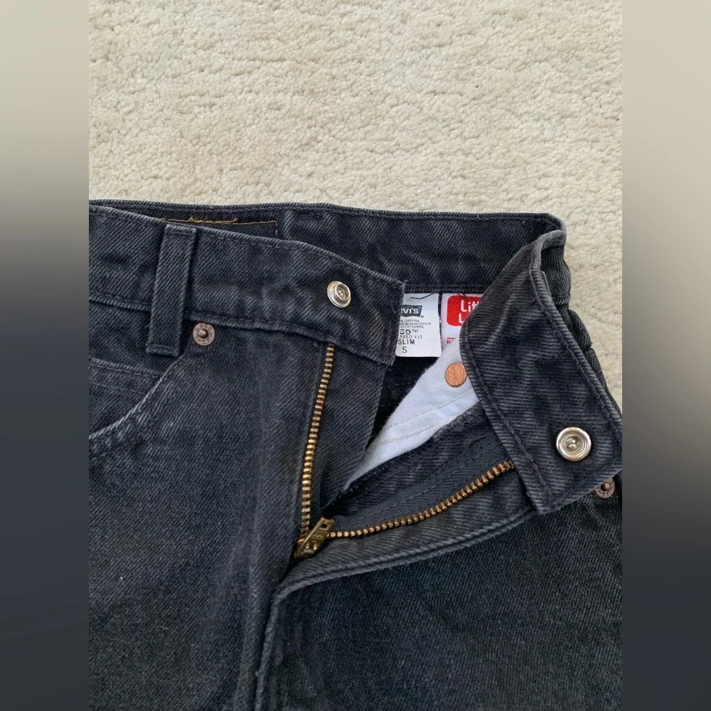 Vintage Little Levi’s Size 5 Slim Black 550 Relaxed Fit Orange Tab Denim Jeans - Picture 4 of 6